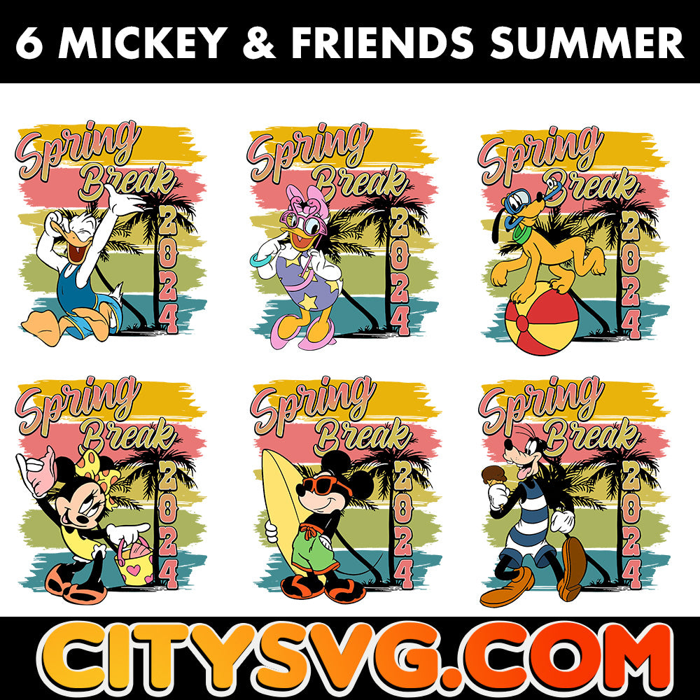 Spring Break 2024 Mouse and Friends Summer Svg