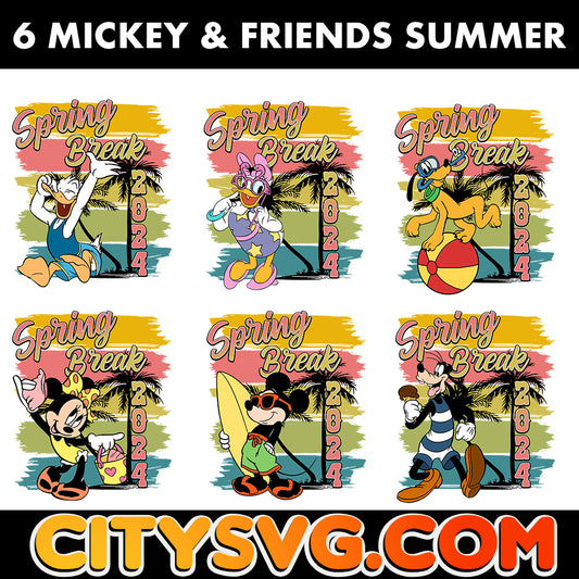 Spring Break 2024 Mouse and Friends Summer Svg