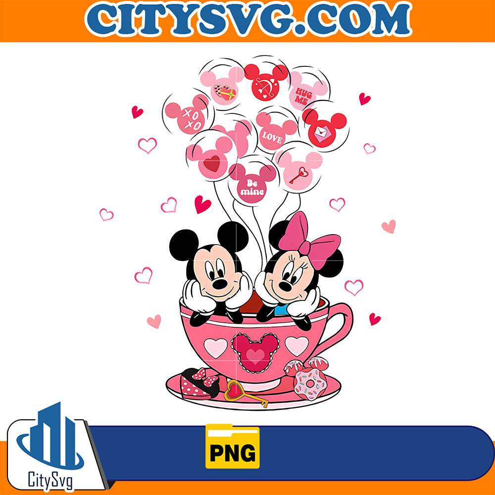 MickeyAndMinnieCoupleCoffeeValentinePng