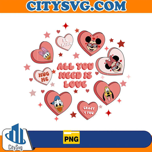 MickeyDisneyFriendsAllYouNeedIsLoveValentinePng