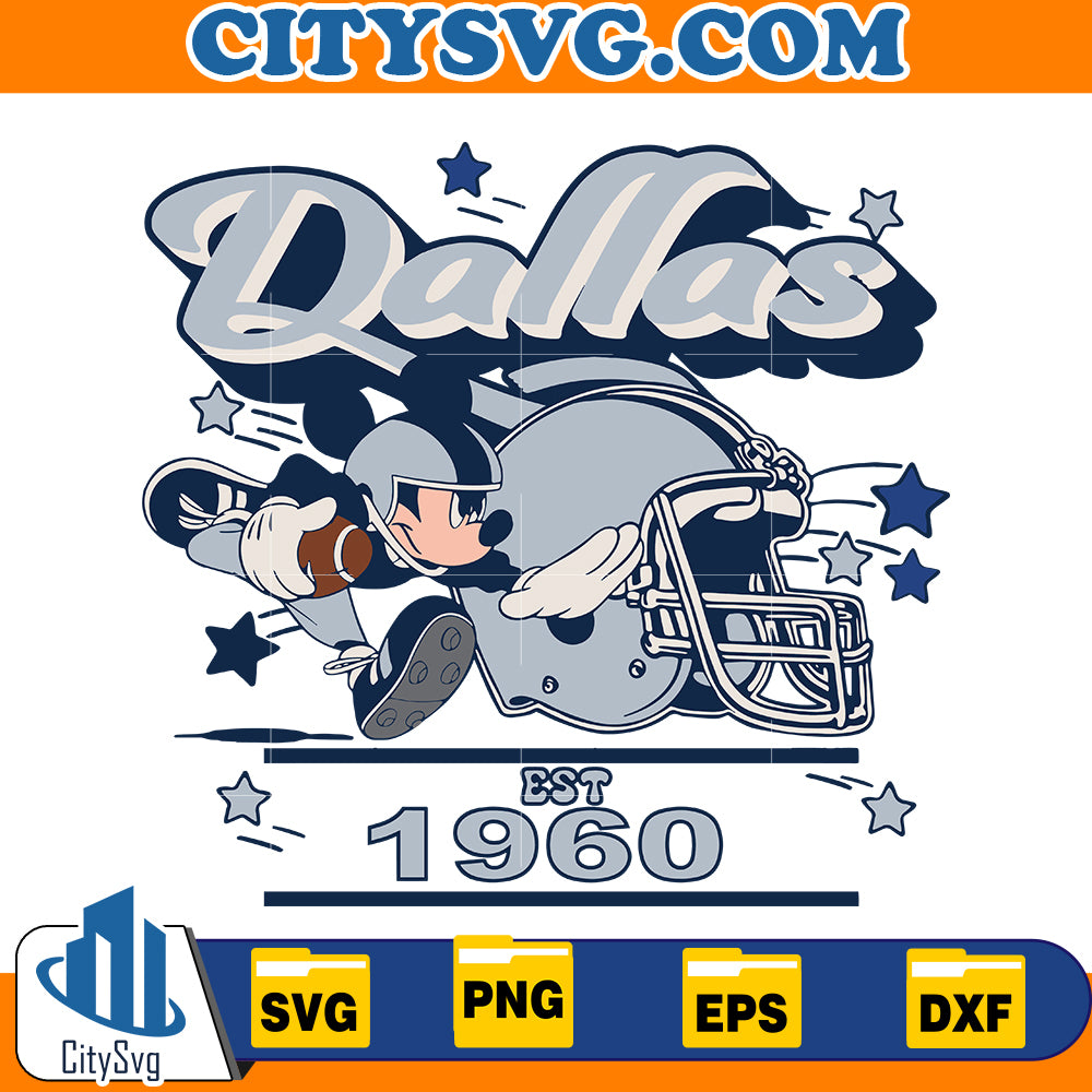 Mickey Football Mouse Dallas Svg