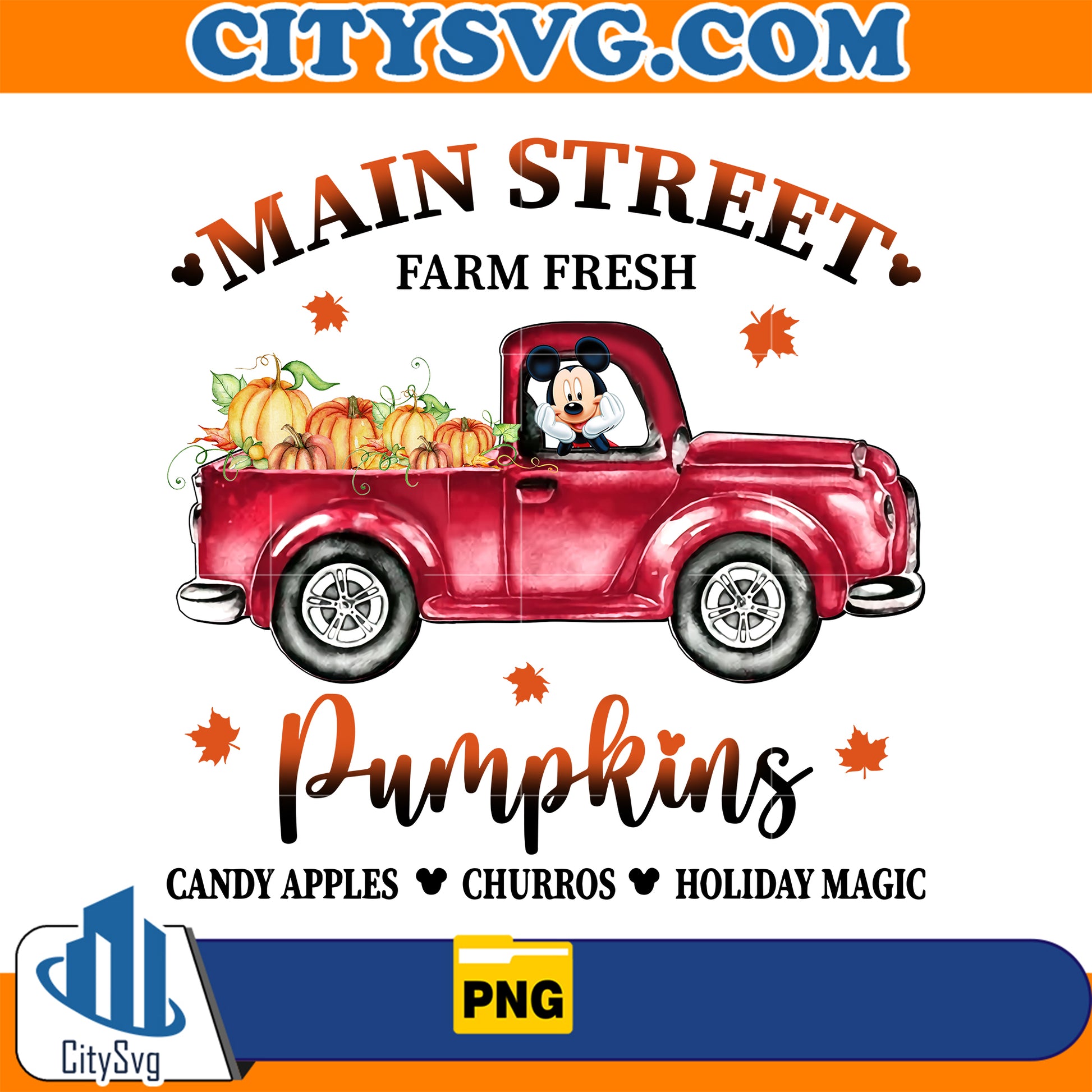 MickeyMainStreetFarmFreshPumpkinsCandyApplesChurrosholidayMagicPng