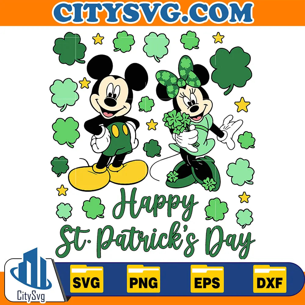 MickeyMinnieHappyStPatricksDaySvg