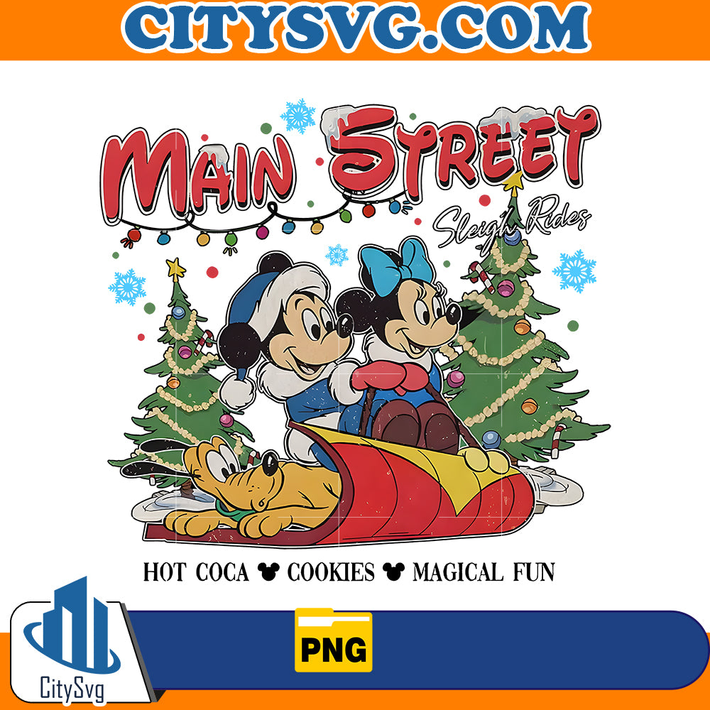 Mickey Minnie Main Street Sleigh Rides Png