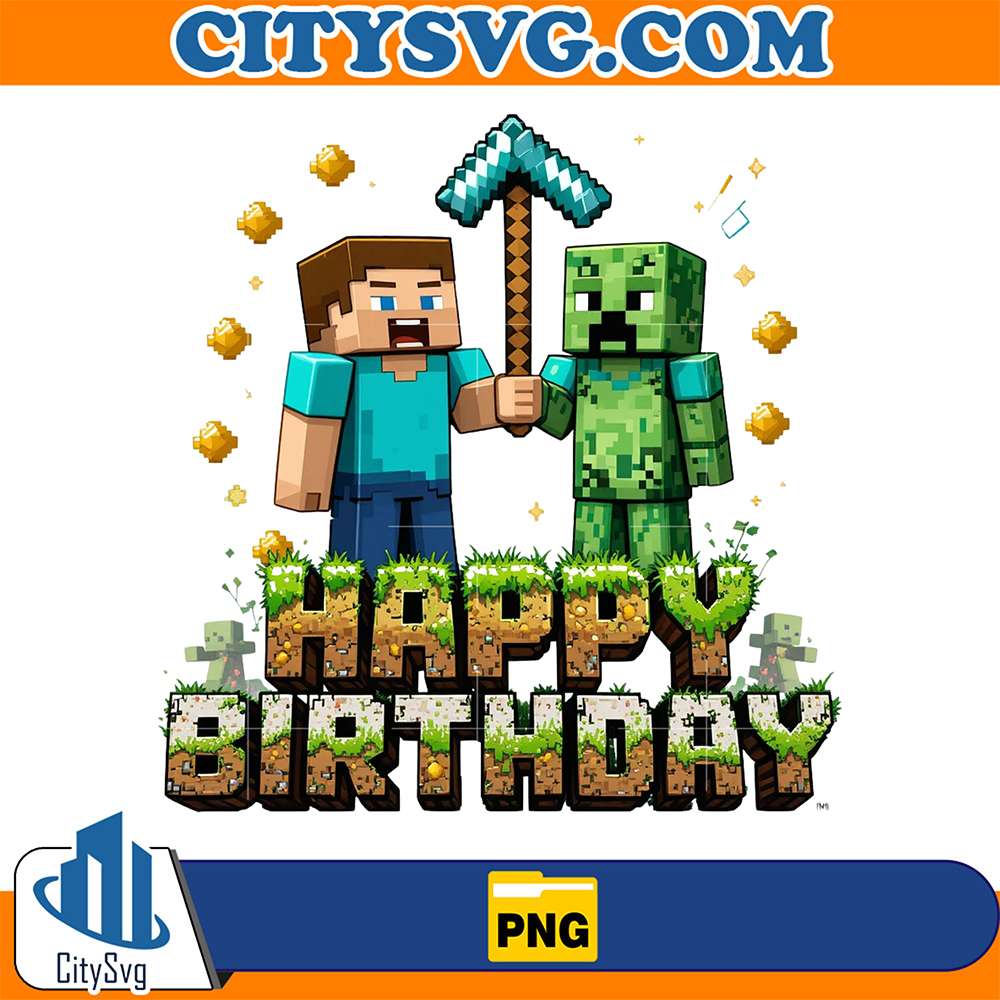 Minecraft-Steve-And-Creeper-Happy-Birthday-Png