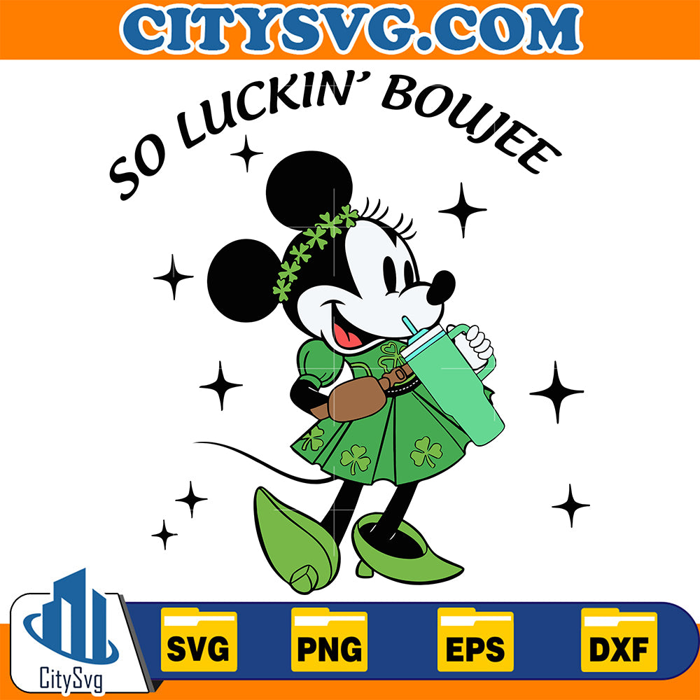 MinnieSoLuckinBoujeeStPatricksDaySvg