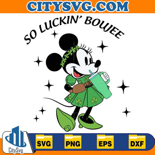 MinnieSoLuckinBoujeeStPatricksDaySvg