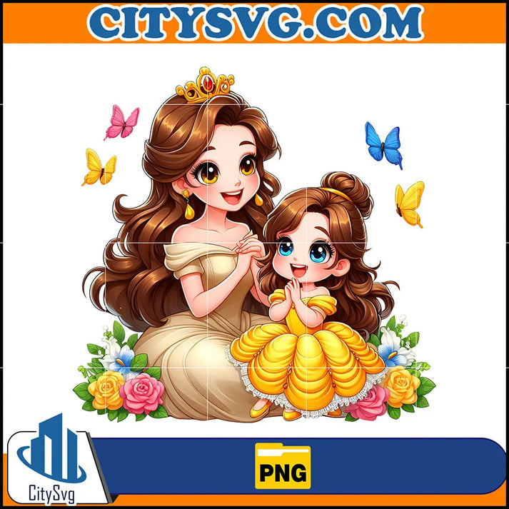 Mom And Daughter Princess Png, Belle Png, Cartoon Mother Png, Mother’s ...