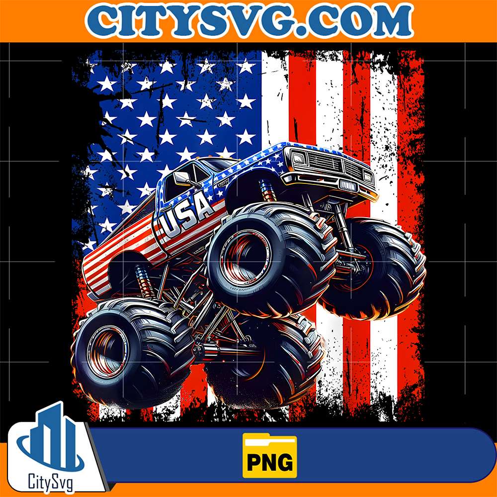 Monster-Truck-4th-Of-July-USA-Flag-American-Patriotic-Png
