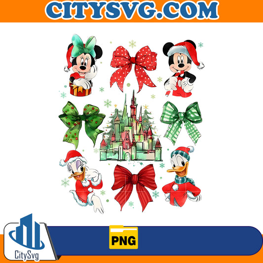 Mouse And Friends Christmas Coquette Bow Png