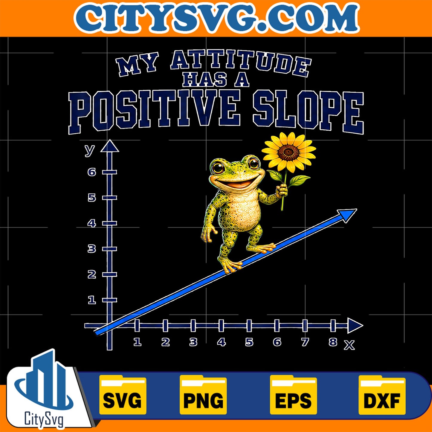 My Attitude Has A Positive Slope Svg, Math Teacher Frog Svg CitySvg