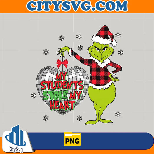 MyStudentsStoleMyHeartChristmasGrinchDiscoBallHeartPng