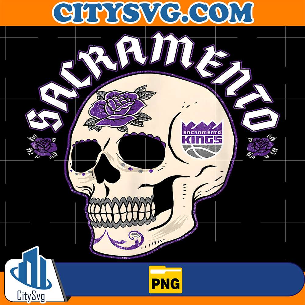 NBA-Sacramento-Kings-Halloween-Floral-Skull-Png