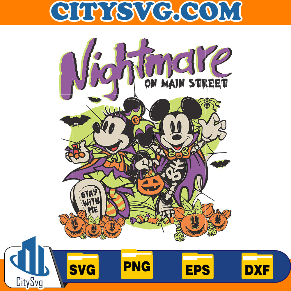 Nightmare on Main Street Mickey Minnie Halloween Svg