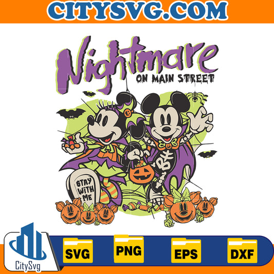 Nightmare on Main Street Mickey Minnie Halloween Svg