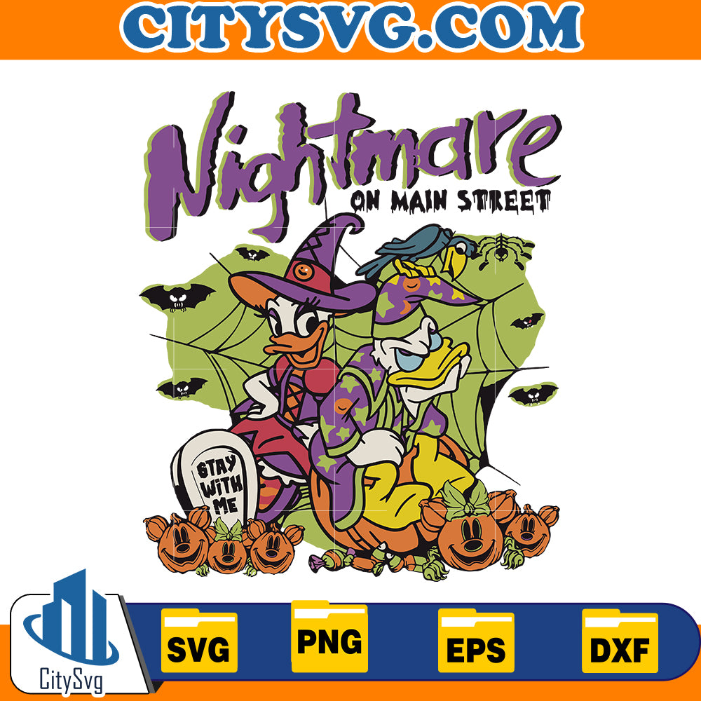 Nightmare on Main Street daisy and donald duck Halloween Svg