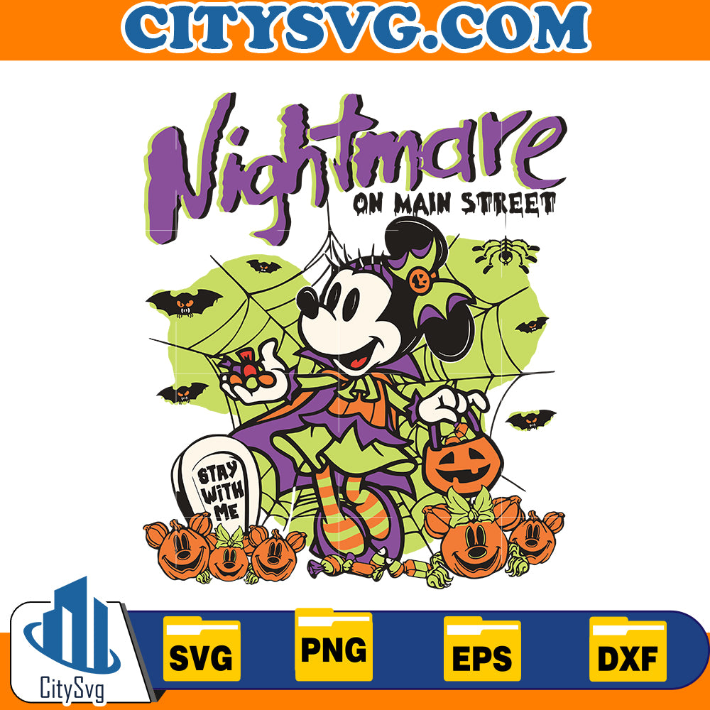 Nightmare on Main Street Minnie Mouse Halloween Svg