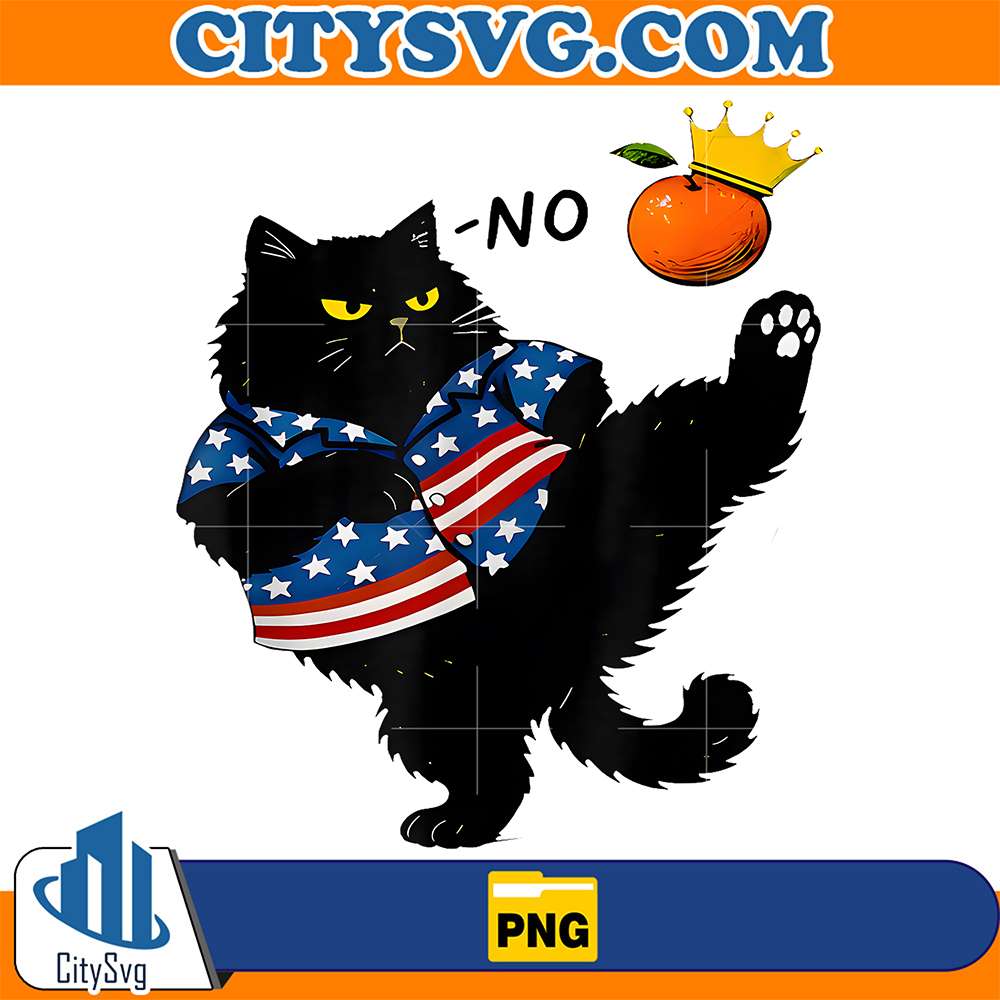 No-Kings-In-America-Black-Cat-Kicking-Orange-Png