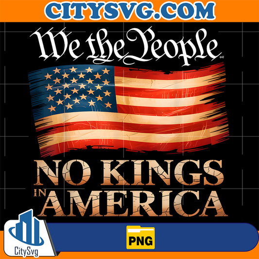 No-Kings-in-America-US-Flag-Vintage-Png
