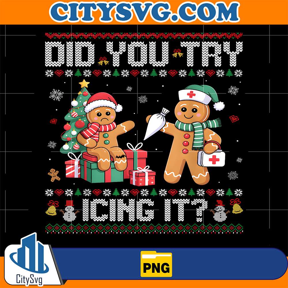 Nurse-Did-You-Try-Icing-It-Christmas-Retro-Gingerbread-Png