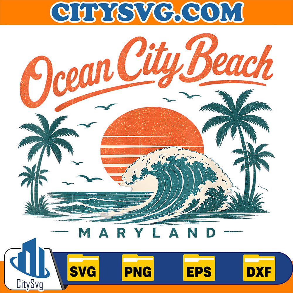 Ocean-City-Beach-Maryland-Vintage-Sunset-Wave-Svg