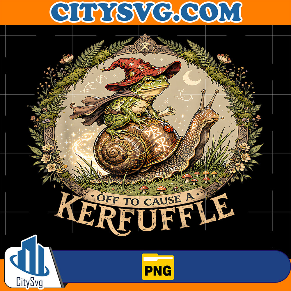 Off-To-Cause-A-Kerfuffle-Witchy-Frog-Wizard-Snail-Meme-Humor-Png
