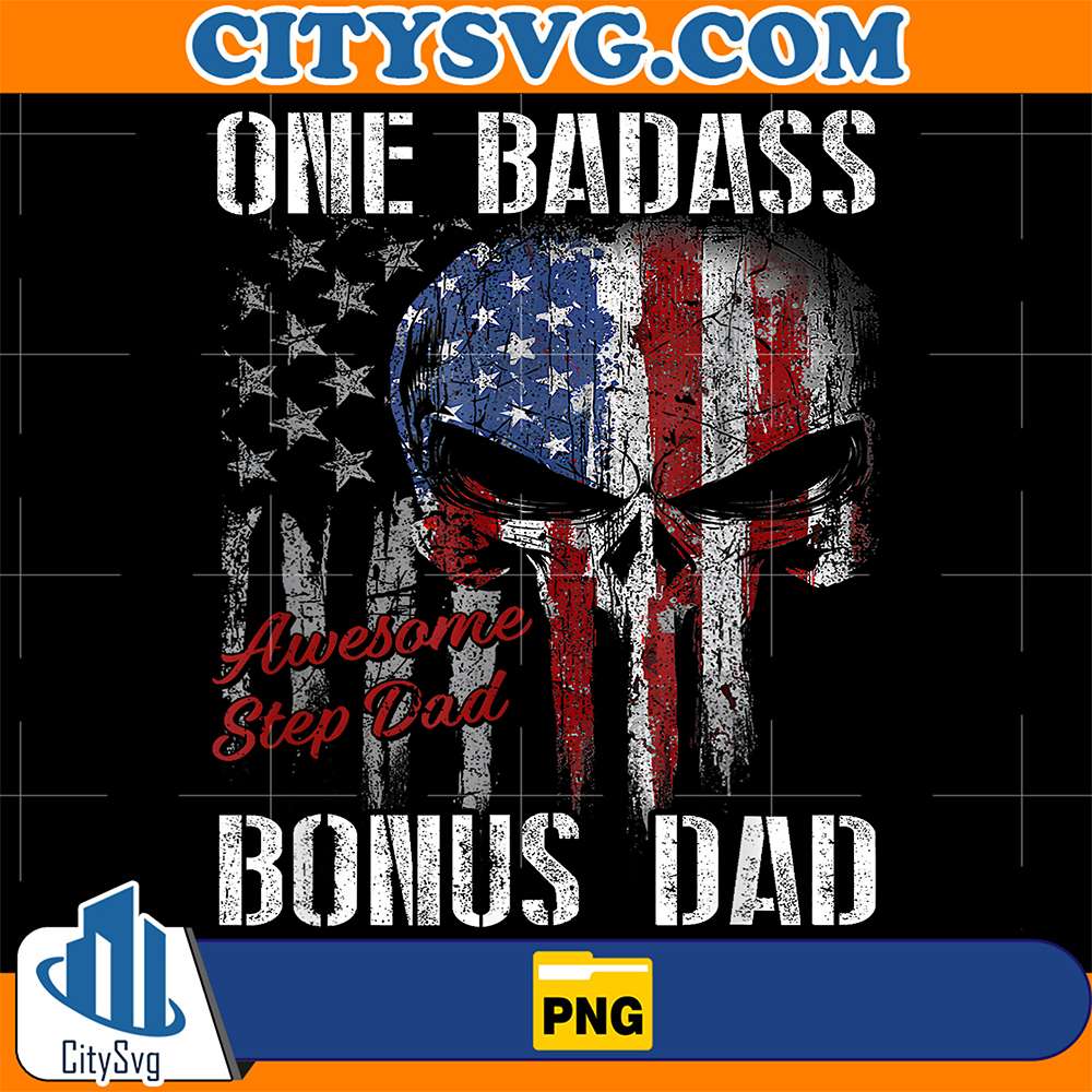 One-Badass-Bonus-Step-Dad-Skull-American-Flag-Png