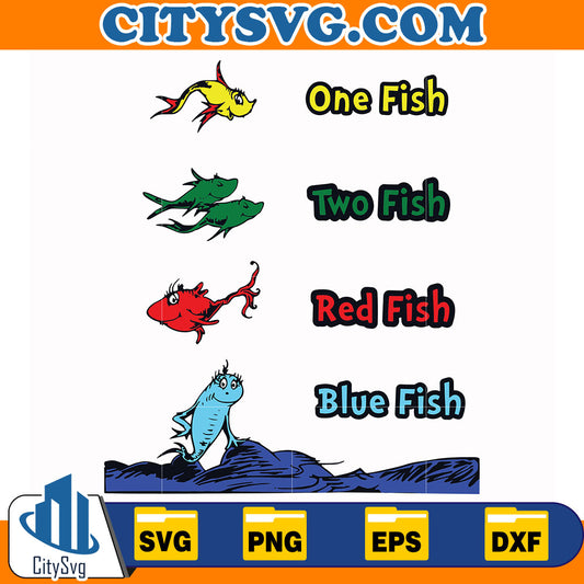 OneFishTwoFishRedFishBlueFishDrSeussSvg