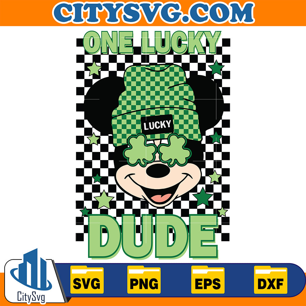 OneLuckyDudeStPatricksDayMickeyMouseSvg