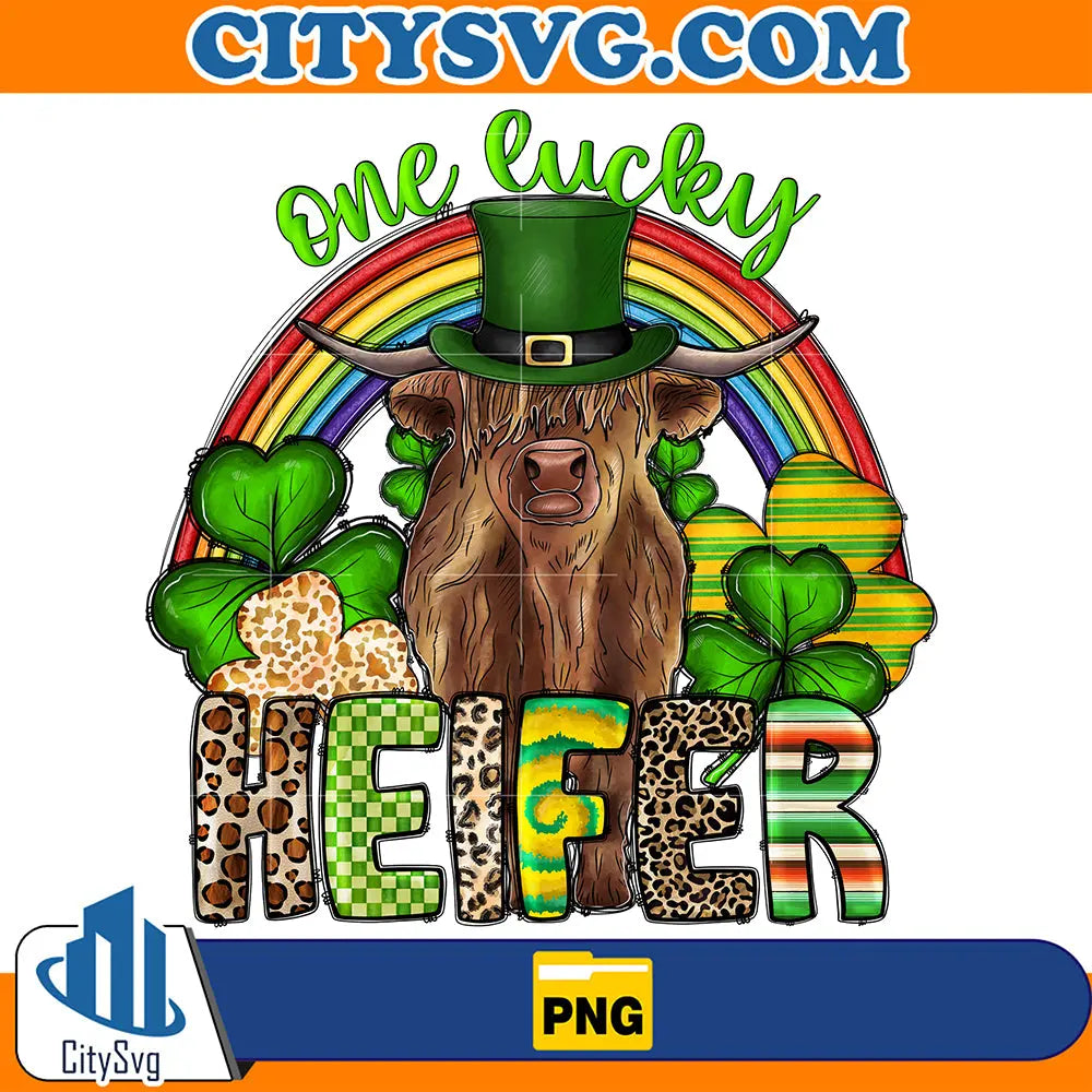 OneLuckyHeiferStPatricksDaySublimationPng