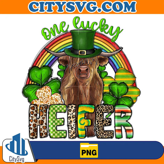 OneLuckyHeiferStPatricksDaySublimationPng
