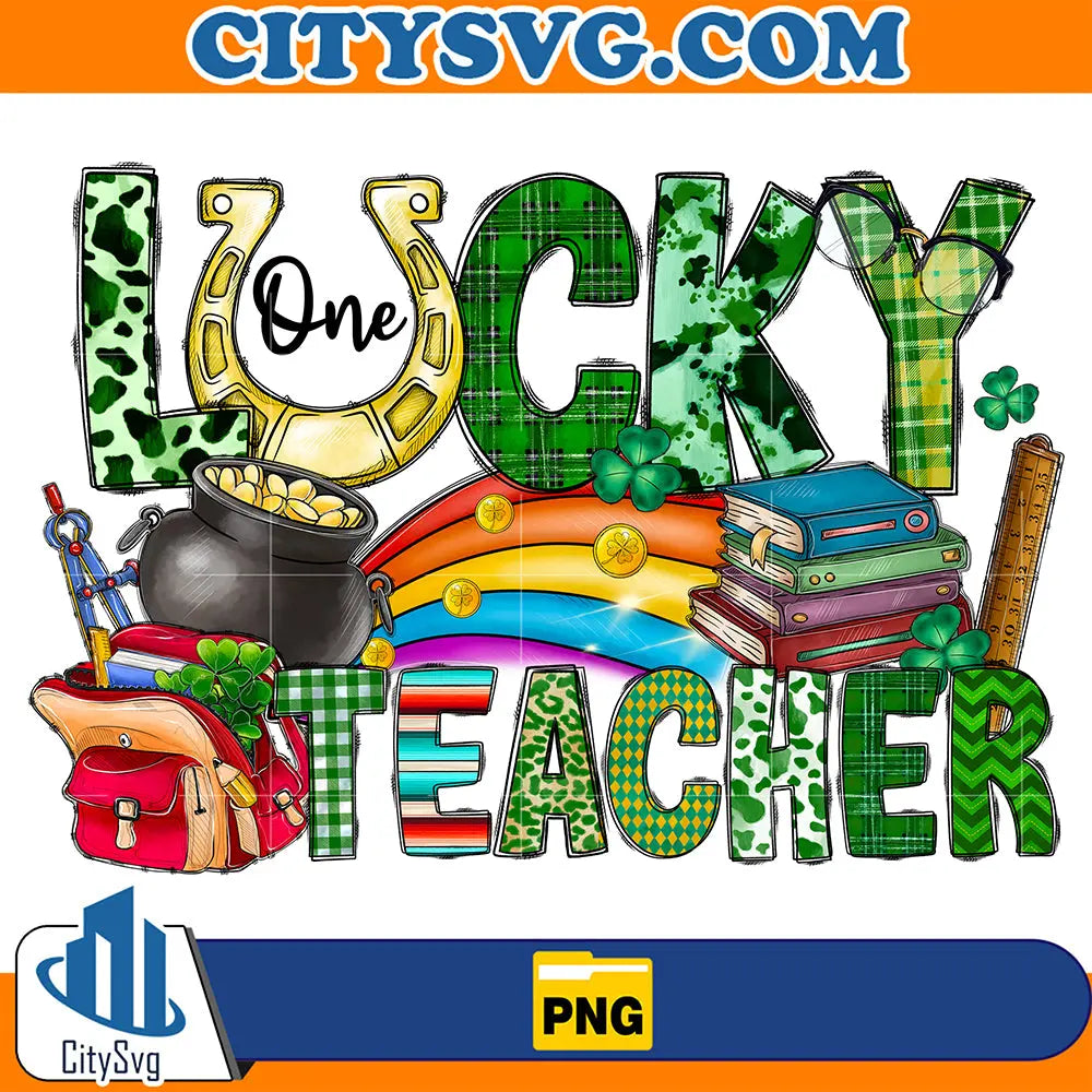 OneLuckyTeacherStPatricksDaySublimationPng