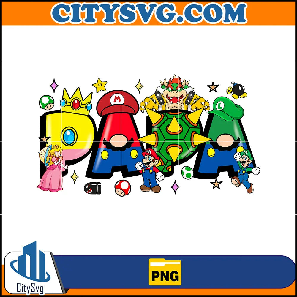 Papa Mario Png, Father's Day Word Png, Dad With Cartoon Design, Cartoo ...