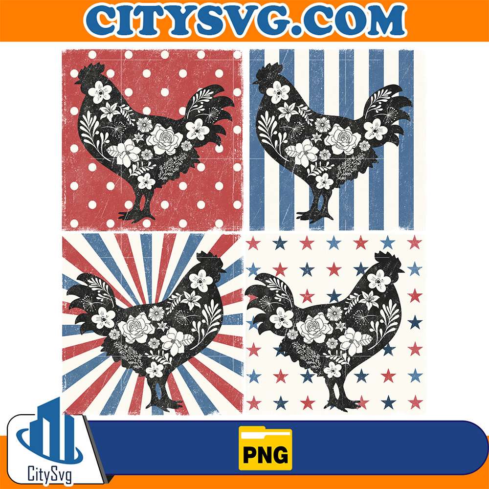 Patriotic-Floral-Chicken-4th-Of-July-Png