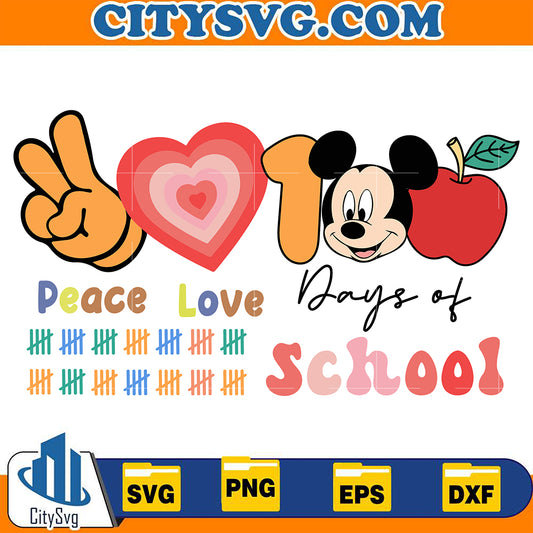 PeaceLove100DaysOfSchoolDisneySvg