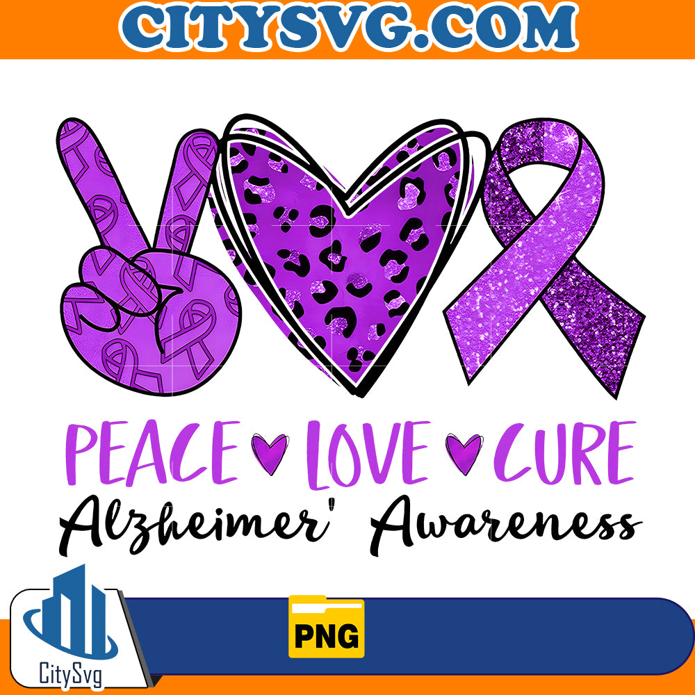 Peace Love Cure Alzheimer's Awareness Png