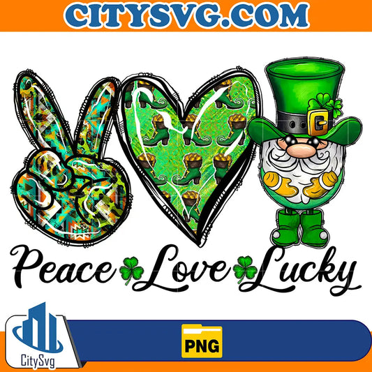 PeaceLoveLuckyGnomeSublimationPng