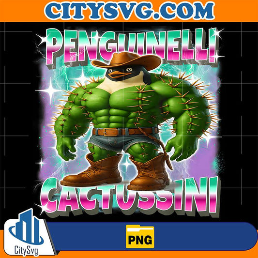 Penguinelli-Cactussini-Funny-Italian-Penguin-Cactus-Meme-Png