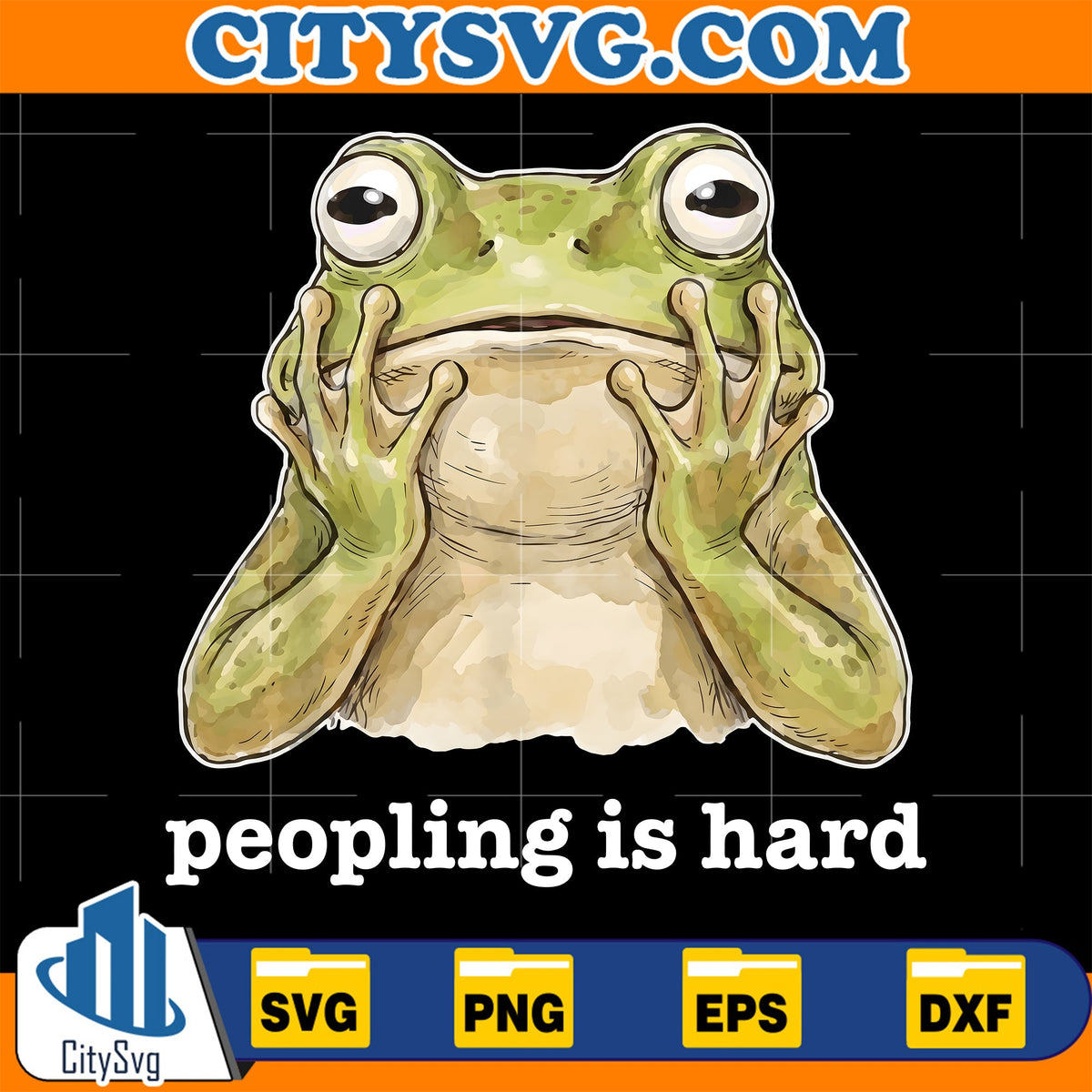 Peopling-Is-Hard-Funny-Frog-Svg