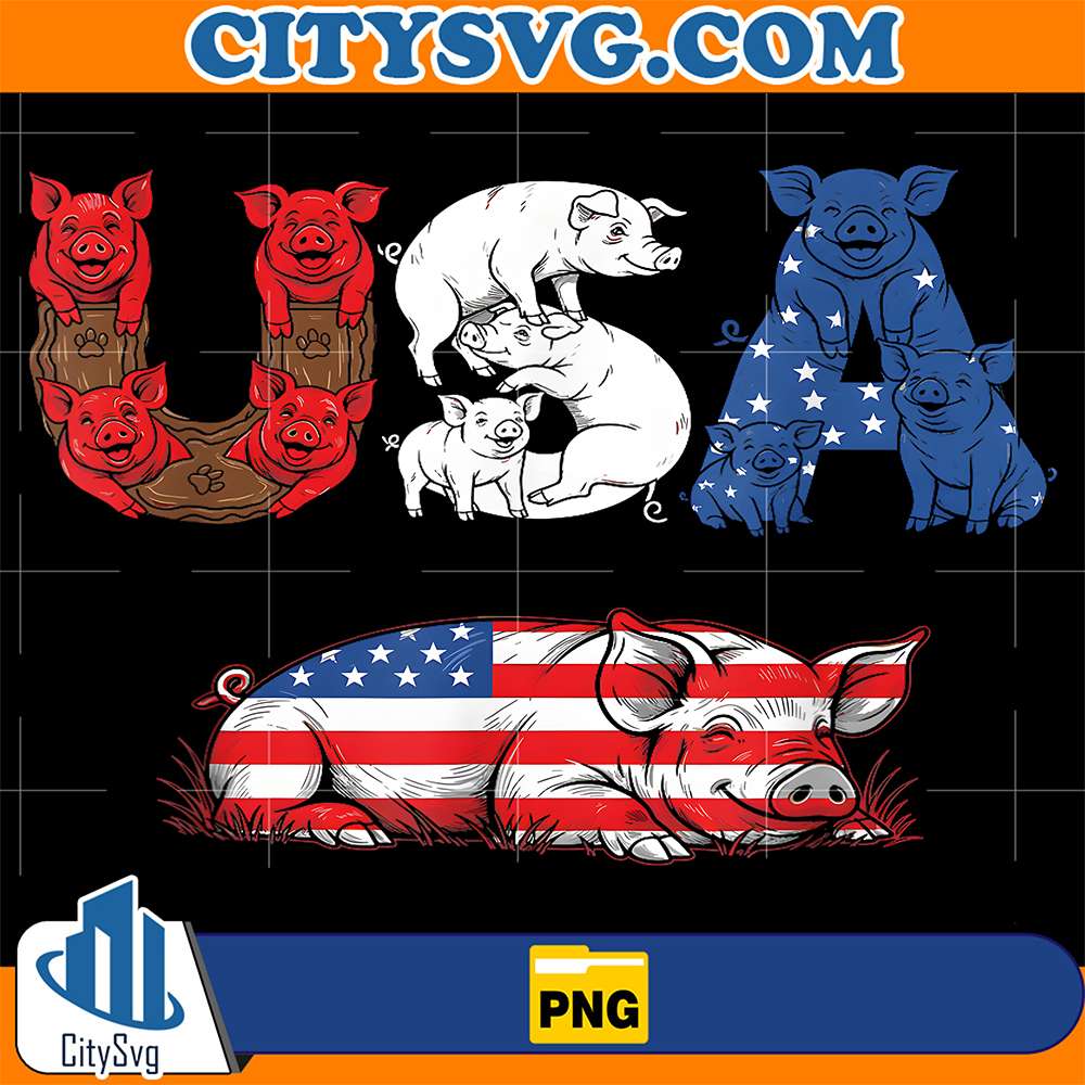 Pig-American-USA-Flag-4th-Of-July-Png