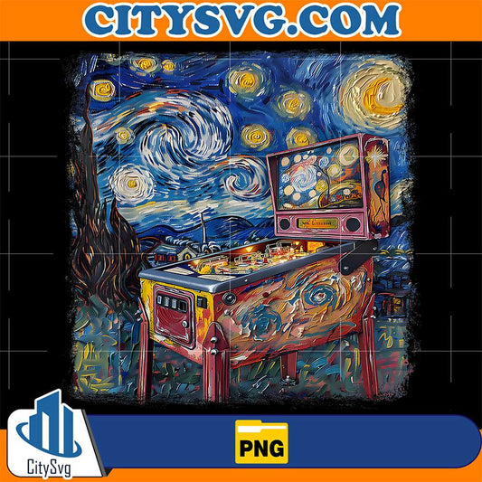 Pinball-Arcade-Game-Machine-Starry-Night-Painting-Png