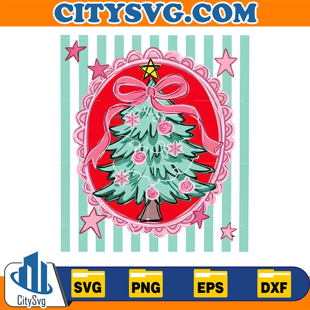 Pink-Bow-Christmas-Tree-Svg