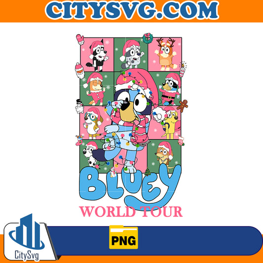 Pink Bluey World Tour Christmas Png