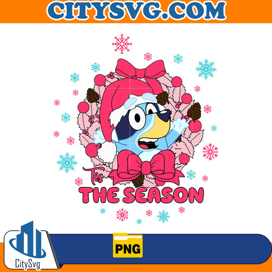 Pink Tis the Season Bluey Png CitySvg