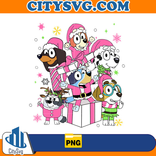 Pink Bluey Christmas Png