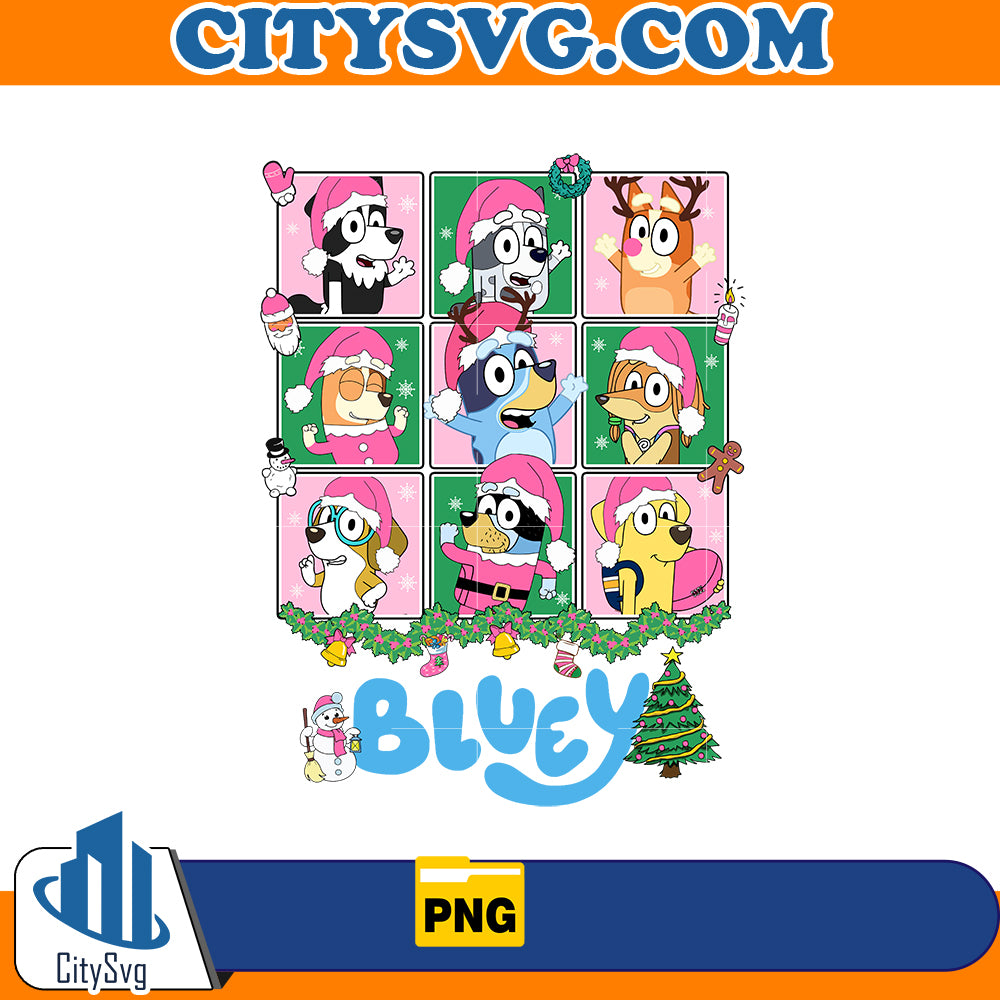 Pink Bluey Christmas Png