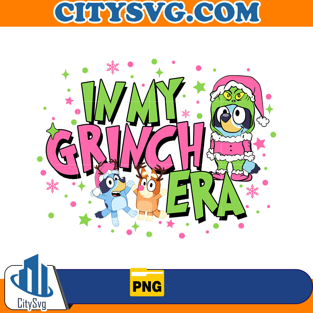 Pink In my Grinch Era Bluey Png