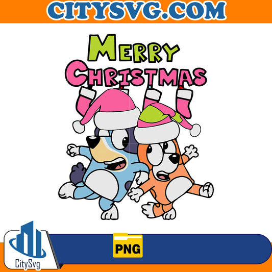 Pink Bluey Merry Christmas Png