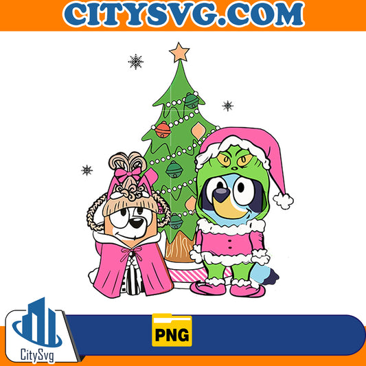 Pink Bluey Christmas Png