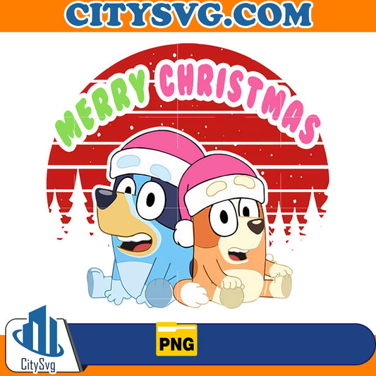 Pink Bluey Merry Christmas Png